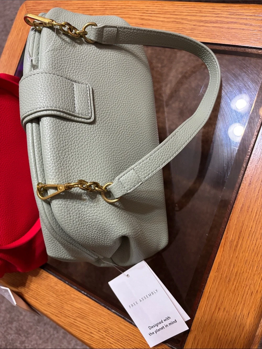 Free assembly Everyday Crossbody Bag in Red or Light green with Gold Hardware